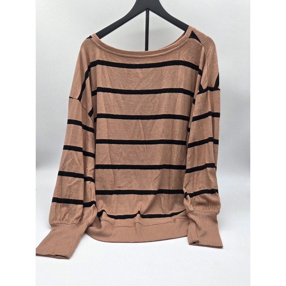 Sonoma Goods For Life Women's Plus 2X Tan Black Striped Sweater NWT